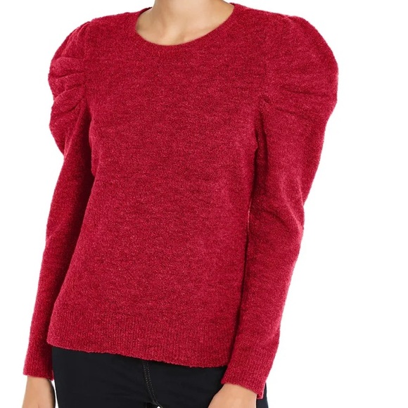 INC International Concepts NWT Puffy Sleeve Glitz DC Sweater in Real Red Size XL - Picture 2 of 11